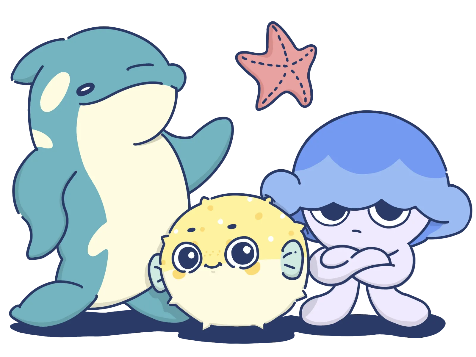 あったマリンに集まる海の生きものたちの集合写真